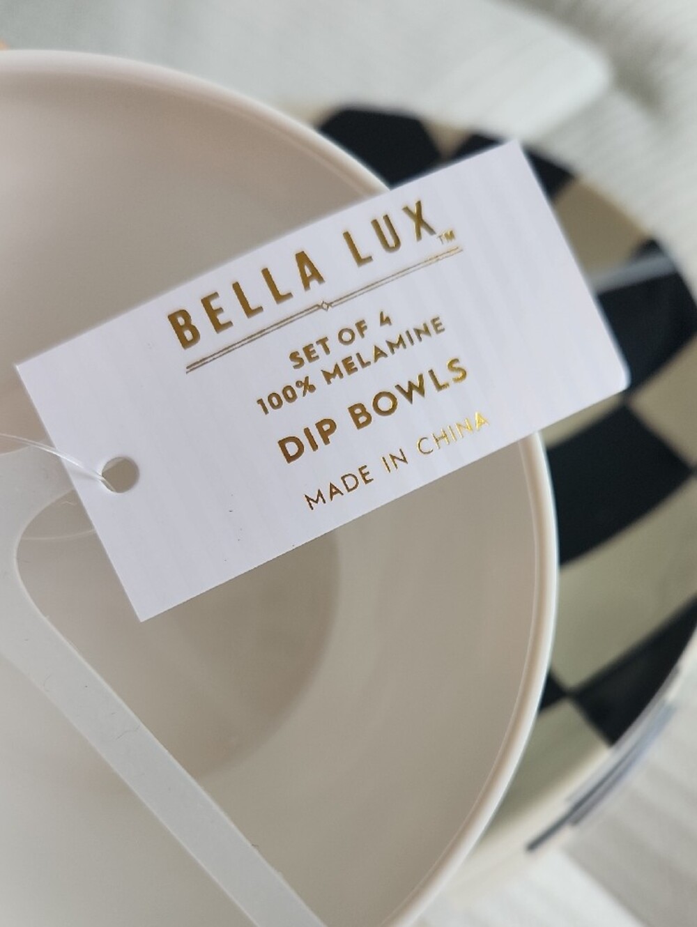 Bella Lux Black and White Checker Melamine Dip Bowls - Set of 4 - Picture 8 of 8